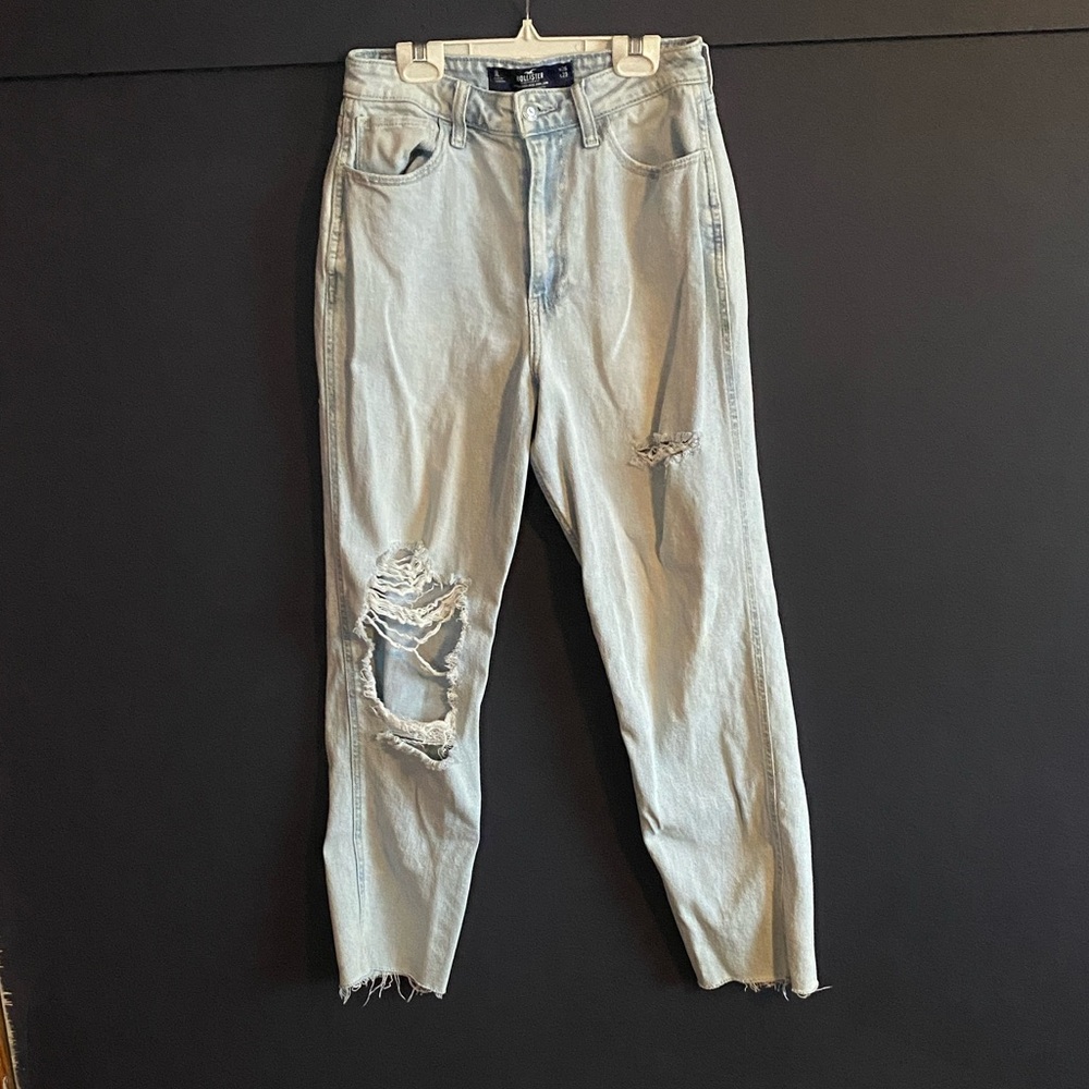 Hollister Light Blue Distressed Straight Leg Jeans